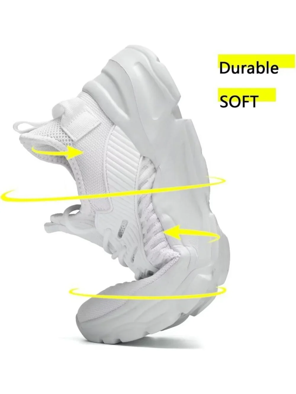 Men's White Rubber Non Slip Breathable Lightweight Fashion Athletic Sneakers
